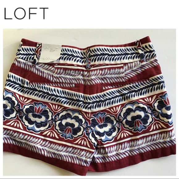 LOFT RIVIERA 4” COTTON BOHO PRINT SHORTS SIZE XXS NWT - Picture 2 of 13